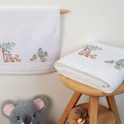 DIMcol ΠΕΤΣΕΤΑ Με Ψηφιακή Εκτύπωση Σετ 2 τεμ bebe Forest 52 30X50,70X140 Λευκό 100% Cotton