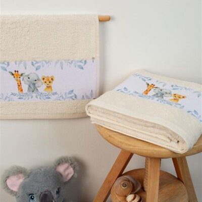 DIMcol ΠΕΤΣΕΤΑ Με Ψηφιακή Εκτύπωση Σετ 2 τεμ bebe Jungle 109 30X50,70X140 Εκρού 100% Cotton