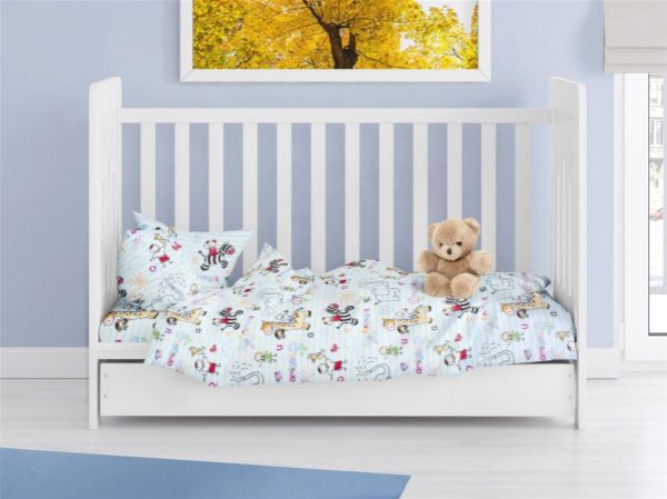 DIMcol ΠΑΠΛΩΜΑ ΕΜΠΡΙΜΕ bebe Africa 144 120X160 Sky Blue 100% Cotton Flannel