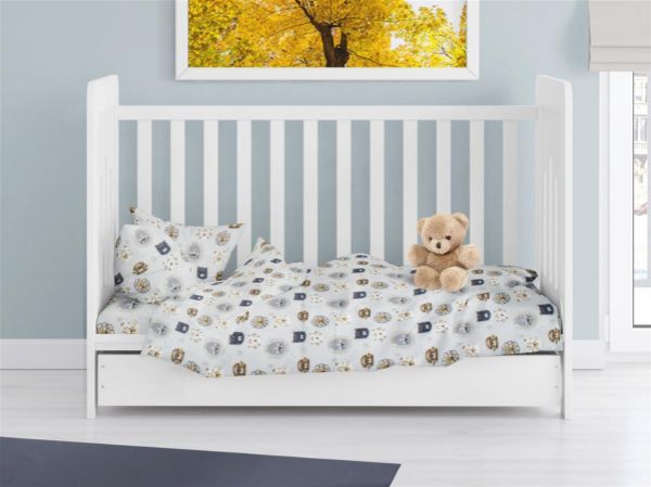 DIMcol ΠΑΠΛΩΜΑ ΕΜΠΡΙΜΕ bebe Big Cats 28 120X160 Sky Blue 100% Cotton Flannel