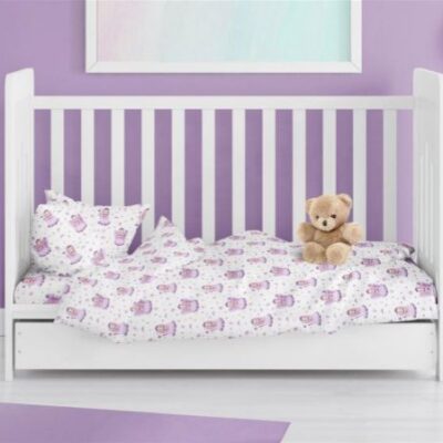 DIMcol ΠΑΠΛΩΜΑ ΕΜΠΡΙΜΕ bebe Fairy 86 120X160 White-Lilac 100% Cotton Flannel