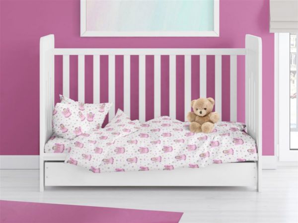DIMcol ΠΑΠΛΩΜΑ ΕΜΠΡΙΜΕ bebe Fairy 87 120X160 White-Pink 100% Cotton Flannel