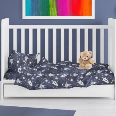 DIMcol ΠΑΠΛΩΜΑ ΕΜΠΡΙΜΕ bebe Galaxy Travel 90 120X160 Blue 100% Cotton Flannel