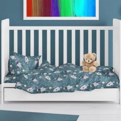 DIMcol ΠΑΠΛΩΜΑ ΕΜΠΡΙΜΕ bebe Galaxy Travel 91 120X160 Petrol 100% Cotton Flannel