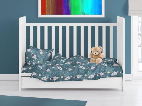 DIMcol ΠΑΠΛΩΜΑ ΕΜΠΡΙΜΕ bebe Galaxy Travel 91 120X160 Petrol 100% Cotton Flannel