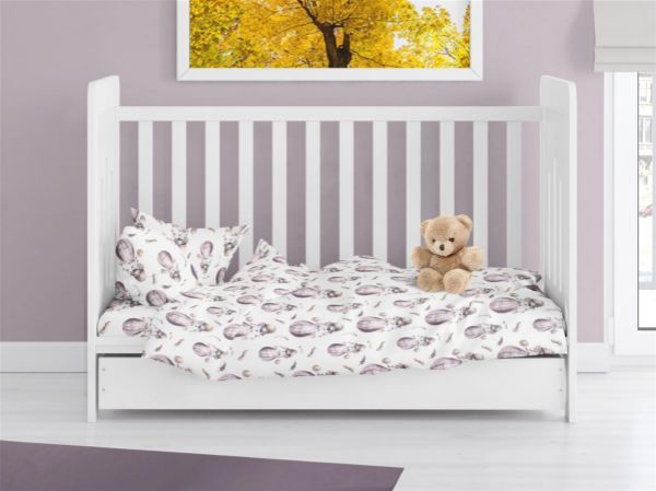 DIMcol ΠΑΠΛΩΜΑ ΕΜΠΡΙΜΕ bebe Hot Air Balloon 78 120X160 Lilac 100% Cotton Flannel