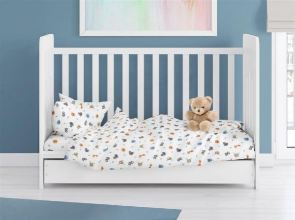 DIMcol ΠΑΠΛΩΜΑ ΕΜΠΡΙΜΕ bebe Zoo 29 120X160 White 100% Cotton Flannel