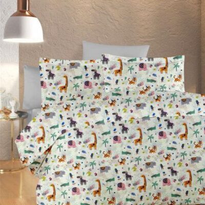 DIMcol ΣΕΝΤΟΝΙΑ ΕΜΠΡΙΜΕ ΣΕΤ 3 τεμ bebe Zoo 556 120X160 White-Multi 100% Cotton