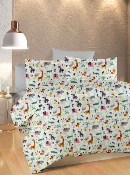 DIMcol ΣΕΝΤΟΝΙΑ ΕΜΠΡΙΜΕ ΣΕΤ 3 τεμ bebe Zoo 556 120X160 White-Multi 100% Cotton