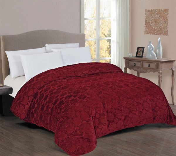 DIMcol Κουβερτοπάπλωμα Γούνα-Sherpa 730 gsm 1830 Bordeaux 220X240 100% Polyester