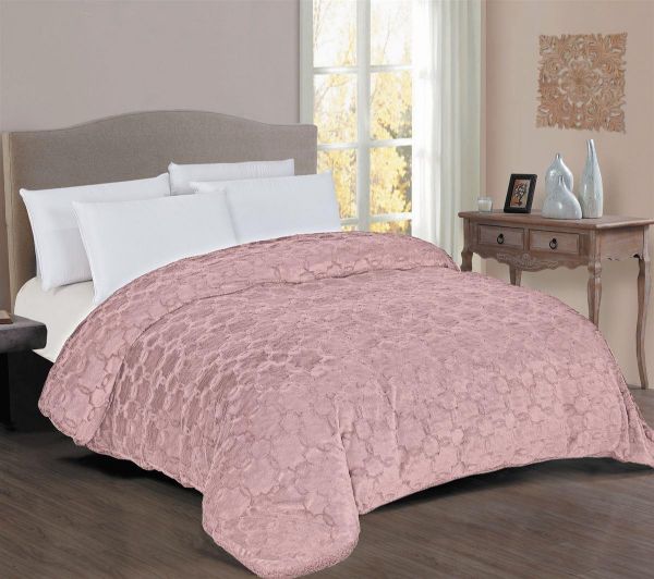 DIMcol Κουβερτοπάπλωμα Γούνα-Sherpa 730 gsm 1830 English Rose 220X240 100% Polyester