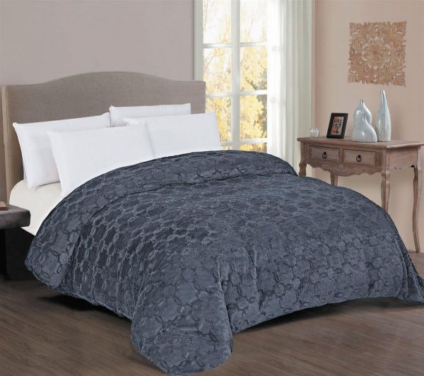 DIMcol Κουβερτοπάπλωμα Γούνα-Sherpa 730 gsm 1830 Grey 220X240 100% Polyester