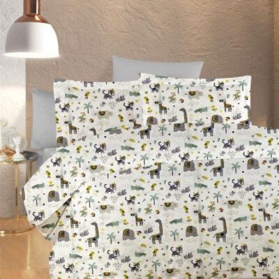DIMcol ΣΕΝΤΟΝΙΑ ΕΜΠΡΙΜΕ ΣΕΤ 3 τεμ bebe Zoo 557 120X160 White-Grey 100% Cotton