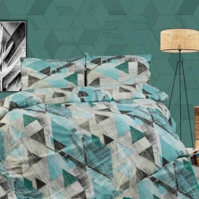 DIMcol ΠΑΠΛΩΜΑΤΟΘΗΚΗ ΕΜΠΡΙΜΕ Geometrical 332 220X240 Petrol 100% Cotton Flannel