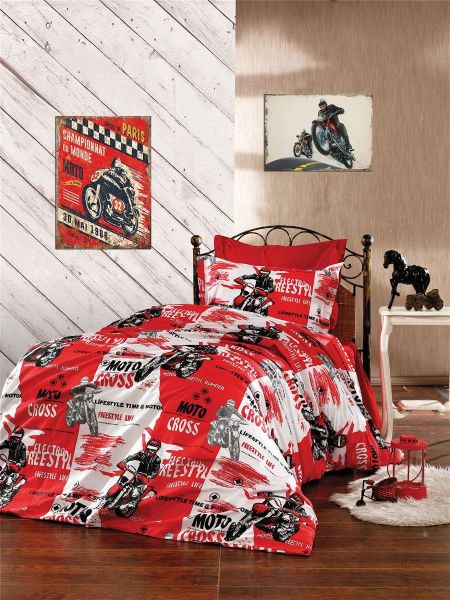 DIMcol ΠΑΠΛΩΜΑ ΕΜΠΡΙΜΕ kids Motocross 288 160X240 Red 70/30 Cott/Pol