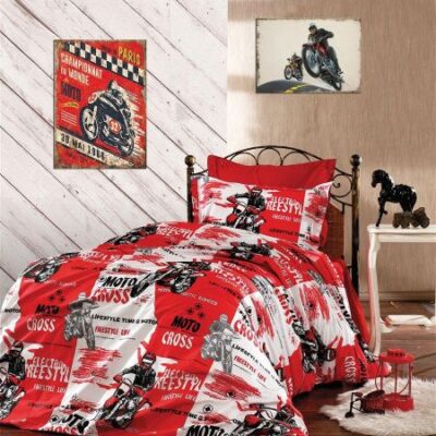 DIMcol ΠΑΠΛΩΜΑΤΟΘΗΚΗ ΕΜΠΡΙΜΕ kids Motocross 288 160X240 Red 70/30 Cott/Pol