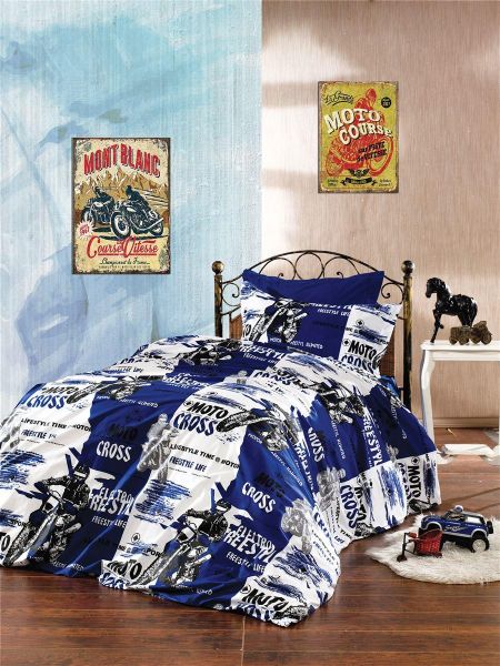 DIMcol ΠΑΠΛΩΜΑ ΕΜΠΡΙΜΕ kids Motocross 289 160X240 Blue 70/30 Cott/Pol