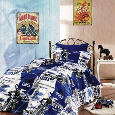 DIMcol ΠΑΠΛΩΜΑΤΟΘΗΚΗ ΕΜΠΡΙΜΕ kids Motocross 289 160X240 Blue 70/30 Cott/Pol
