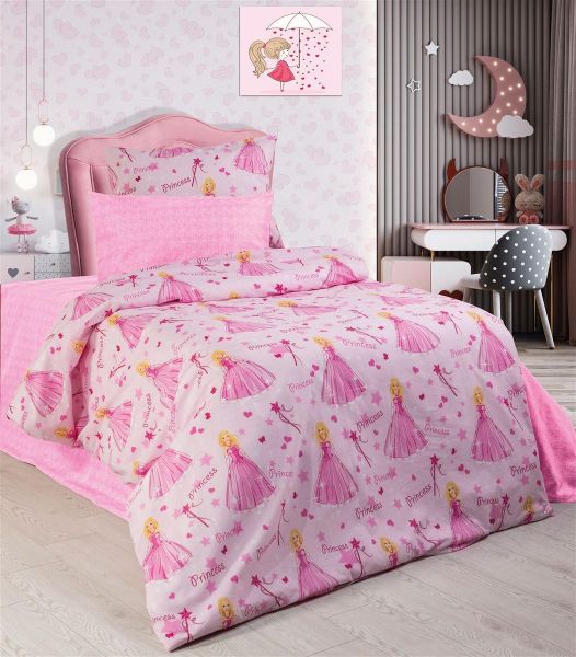 DIMcol ΠΑΠΛΩΜΑΤΟΘΗΚΗ ΕΜΠΡΙΜΕ kids Princess 392 160X240 Pink 70/30 Cott/Pol