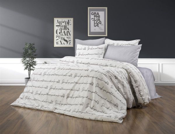 DIMcol Πάπλωμα Εμπριμέ Αρίσβη 471 160X240 White 70/30 Cott/Pol