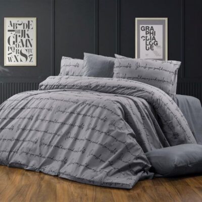 DIMcol Σεντόνια Εμπριμέ Σετ 4 τεμ Αρίσβη 472 240X270 Grey 70/30 Cott/Pol