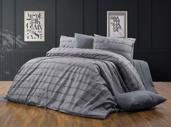 DIMcol Σεντόνια Εμπριμέ Σετ 4 τεμ Αρίσβη 472 240X270 Grey 70/30 Cott/Pol