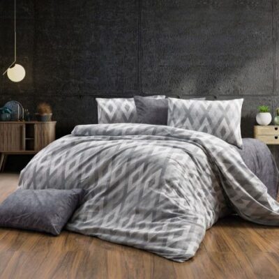 DIMcol Σεντόνια Εμπριμέ Σετ 4 τεμ Ευδοξία 480 220X240 Grey 70/30 Cott/Pol