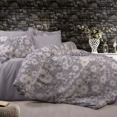 DIMcol Σεντόνια Εμπριμέ Σετ 4 τεμ Ήρα 426 220X240 Grey 70/30 Cott/Pol