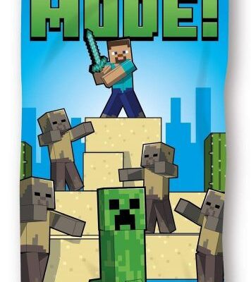 Mojang Πετσέτα Θαλάσσης Quick Dry Mojang Minecraft 91 70X140 Digital Print Sky Blue-Yellow 100% Microfiber