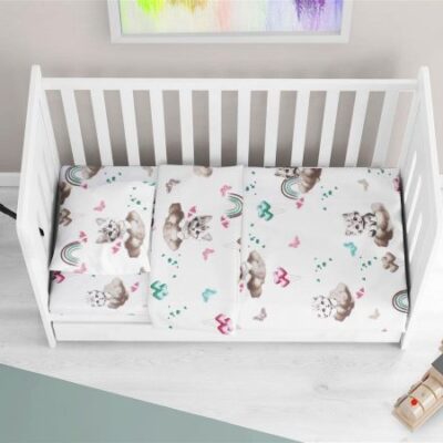 DIMcol Σεντόνια Εμπριμέ Σετ 3 τεμ bebe Kitten 560 120X160 Petrol 100% Cotton