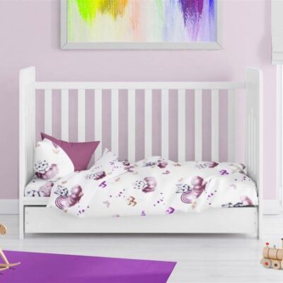 DIMcol Πάπλωμα Εμπριμέ bebe Kitten 561 120X160 Mauve 100% Cotton