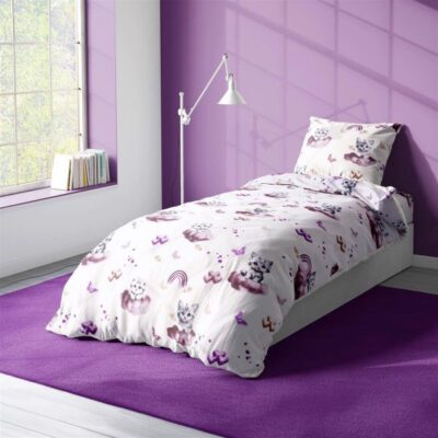 DIMcol Παπλωματοθήκη Εμπριμέ kids Kitten 561 160X240 Mauve 100% Cotton