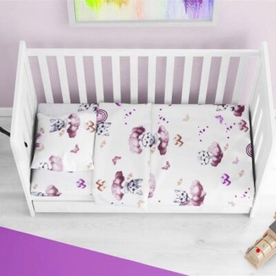 DIMcol Σεντόνια Εμπριμέ Σετ 3 τεμ bebe Kitten 561 120X160 Mauve 100% Cotton
