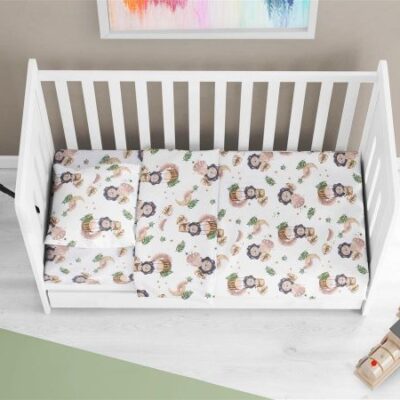 DIMcol Σεντόνια Εμπριμέ Σετ 3 τεμ bebe Lion 532 120X160 Beige 100% Cotton