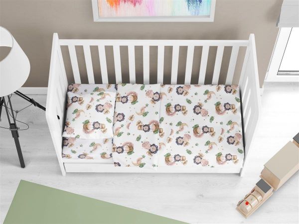 DIMcol Σεντόνια Εμπριμέ Σετ 3 τεμ bebe Lion 532 120X160 Beige 100% Cotton