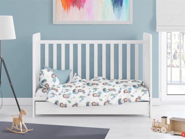 DIMcol Πάπλωμα Εμπριμέ bebe Lion 533 120X160 Sky Blue 100% Cotton