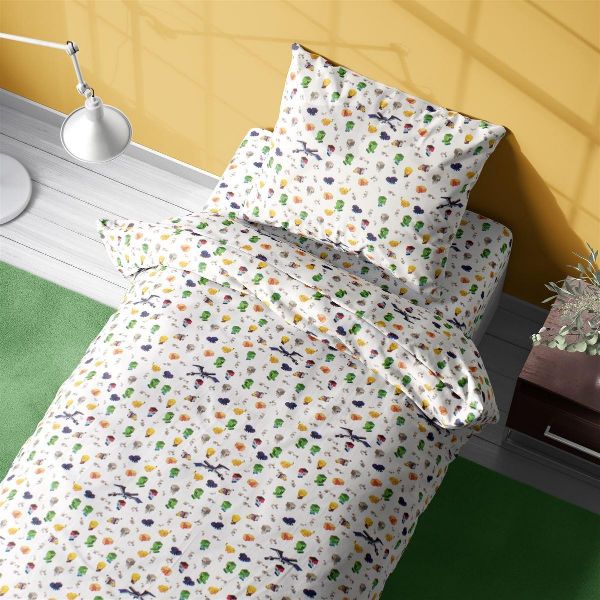 DIMcol Σεντόνια Εμπριμέ Σετ 2 τεμ kids Minecraft 565 160X240 White-Multi 100% Cotton