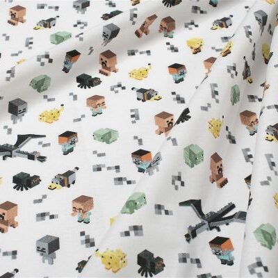 DIMcol Πάνα Χασέ bebe Minecraft 566 80X80 White-Grey 100% Cotton