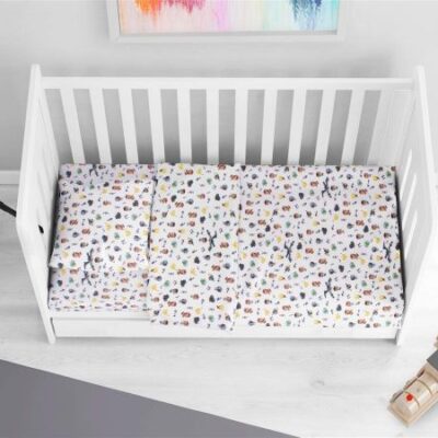 DIMcol Σεντόνια Εμπριμέ Σετ 3 τεμ bebe Minecraft 566 120X160 White-Grey 100% Cotton