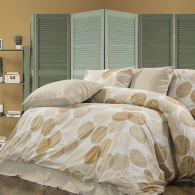 DIMcol Σεντόνια Εμπριμέ Σετ 4 τεμ Κοραλία 465 220X240 Beige 70/30 Cott/Pol