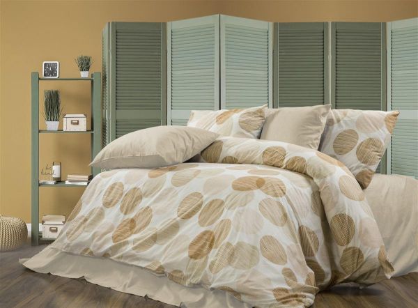 DIMcol Σεντόνια Εμπριμέ Σετ 4 τεμ Κοραλία 465 220X240 Beige 70/30 Cott/Pol