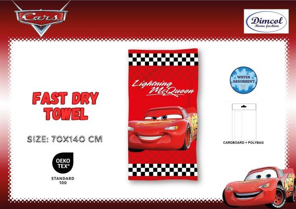 Disney Home Πετσέτα Θαλάσσης Quick Dry Disney Home Cars 21 70X140 Red 100% Microfiber - Image 2