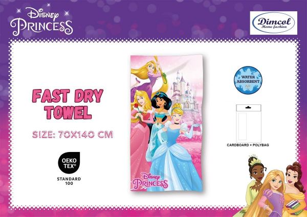 Disney Home Πετσέτα Θαλάσσης Quick Dry Disney Home Princess 30 70X140 Pink 100% Microfiber - Image 2