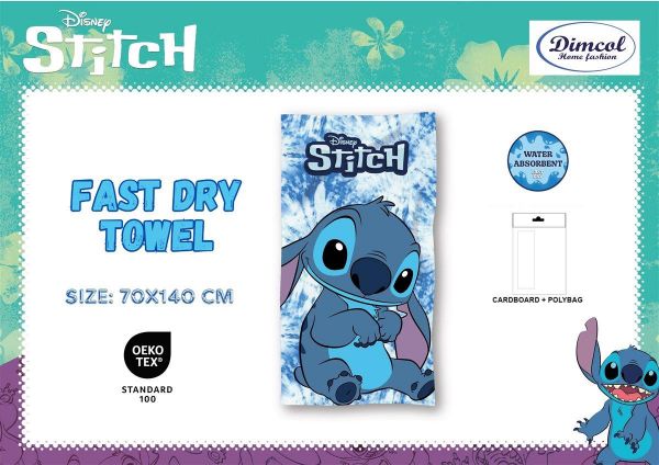 Disney Home Πετσέτα Θαλάσσης Quick Dry Disney Home Lilo & Stitch 06 70X140 Sky Blue 100% Microfiber - Image 2