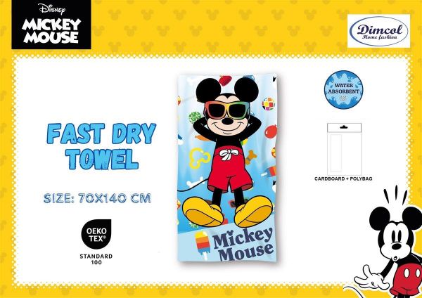 Disney Home Πετσέτα Θαλάσσης Quick Dry Disney Home Mickey 01 70X140 Sky Blue 100% Microfiber - Image 2