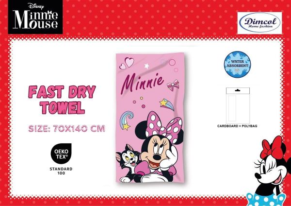 Disney Home Πετσέτα Θαλάσσης Quick Dry Disney Home Minnie 98 70X140 Pink 100% Microfiber - Image 2