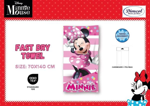 Disney Home Πετσέτα Θαλάσσης Quick Dry Disney Home Minnie 26 70X140 Pink 100% Microfiber - Image 2