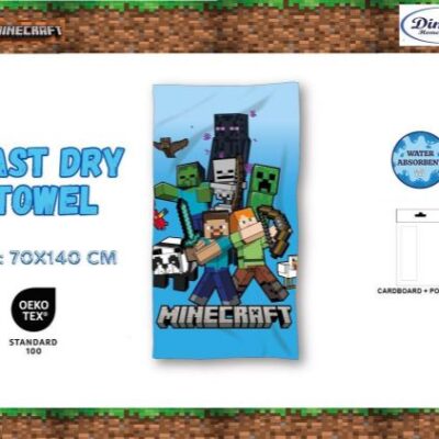 Mojang Πετσέτα Θαλάσσης Quick Dry Mojang Minecraft 49 70X140 Blue 100% Microfiber - Image 2