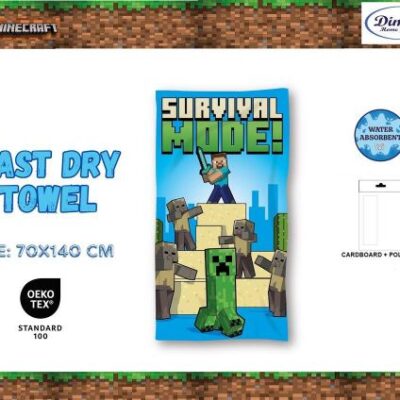 Mojang Πετσέτα Θαλάσσης Quick Dry Mojang Minecraft 91 70X140 Digital Print Sky Blue-Yellow 100% Microfiber - Image 2