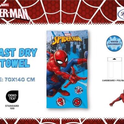 Marvel Πετσέτα Θαλάσσης Quick Dry Marvel Spider-Man 96 70X140 Digital Print Sky Blue 100% Microfiber - Image 2